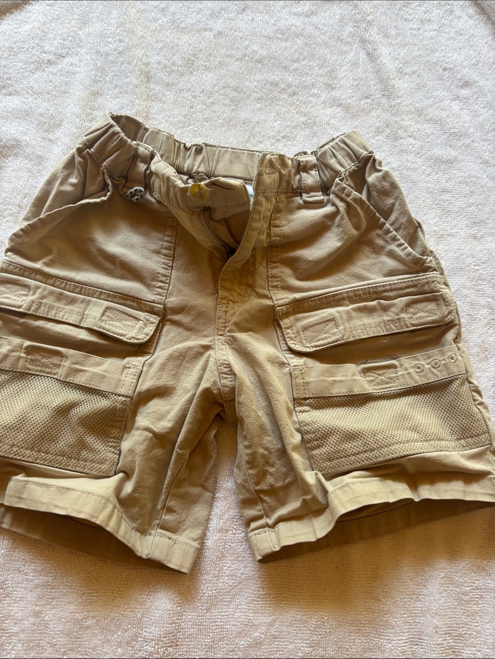Columbia Kids Khaki Cargo Shorts with Mesh Panels